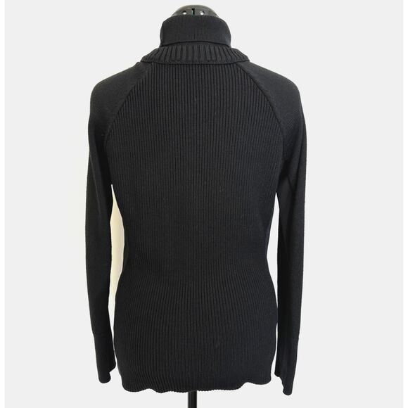 Athleta Mesa Hybrid Turtleneck Merino Blend Sweater in Black Rare Style Small - Picture 7 of 10